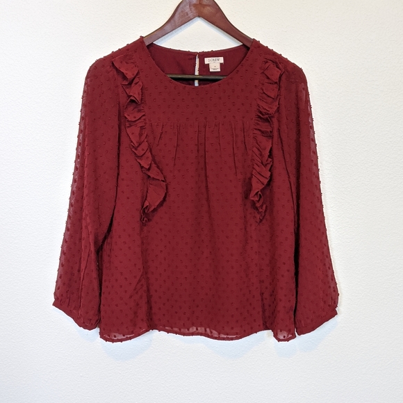 J. Crew Tops - J. Crew Red Ruffled Blouse